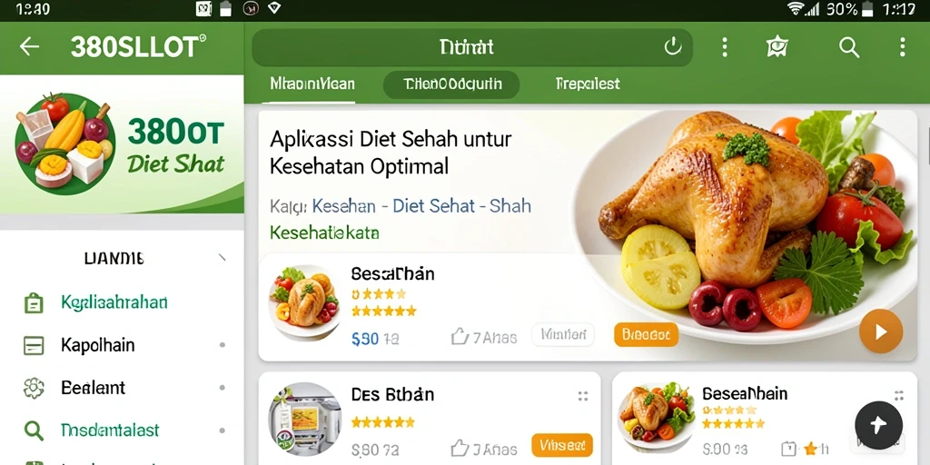 Antarmuka aplikasi 380SLOT yang interaktif dan informatif untuk diet sehat.