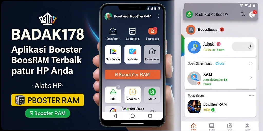 Tampilan antarmuka aplikasi BADAK178 sebagai Booster RAM yang efisien dan mudah digunakan.