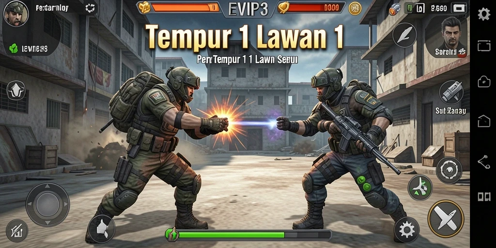 Tampilan antarmuka pertarungan seru dalam EVIP3.