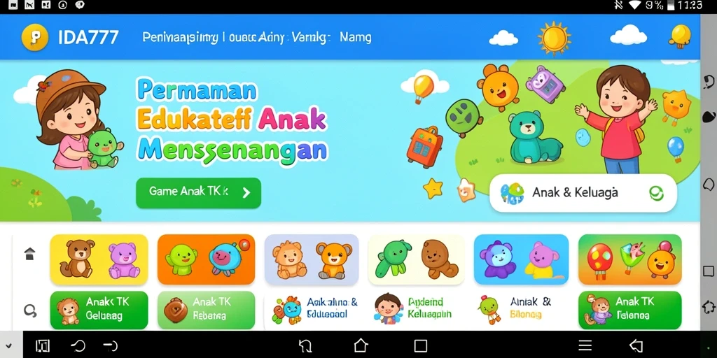 Antarmuka menarik dan edukatif dari aplikasi Game Anak TK IDA777.