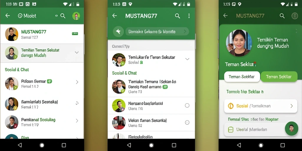 Antarmuka modern dan intuitif dari aplikasi Teman Sekitar MUSTANG77.