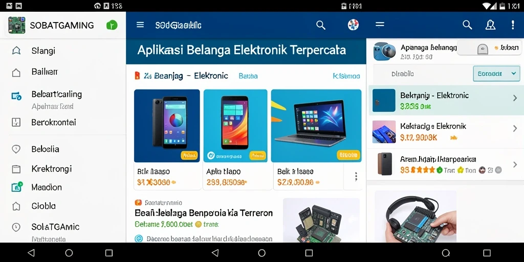 Antarmuka aplikasi SOBATGAMING yang mudah digunakan untuk belanja elektronik.