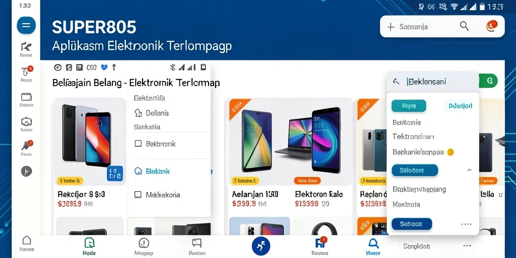 Tampilan antarmuka SUPER805 dengan fitur belanja elektronik.